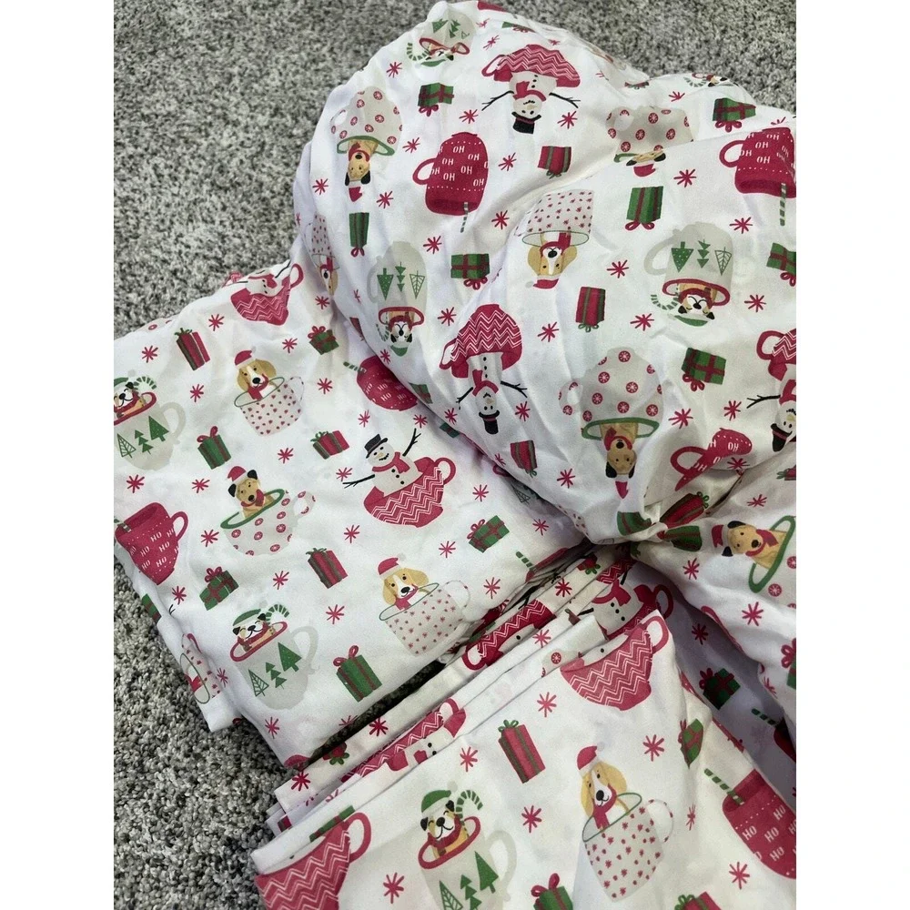 Christmas‎ Holiday Puppy Dog Twin Sheets, White/Red, Soft Adorable 3 Piece